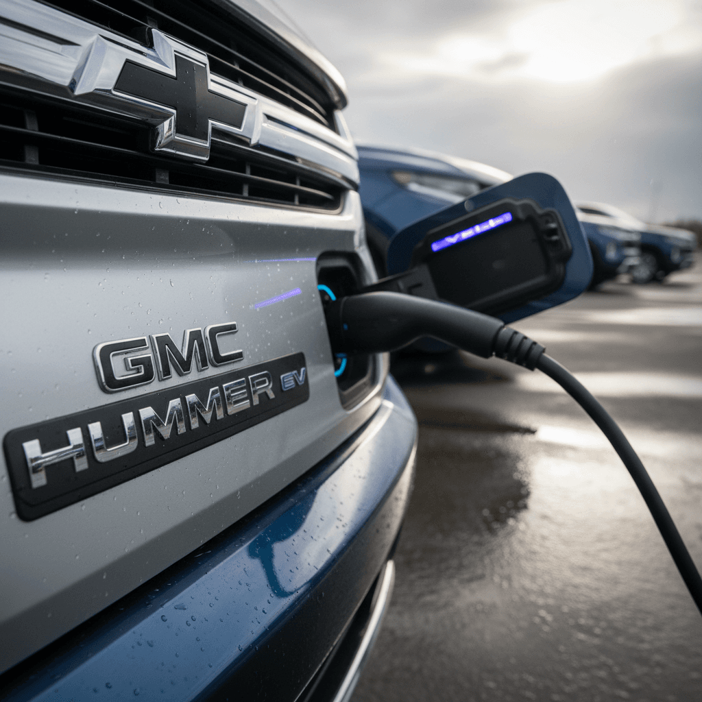 Cadillac LYRIQ electric SUV charging at a public station