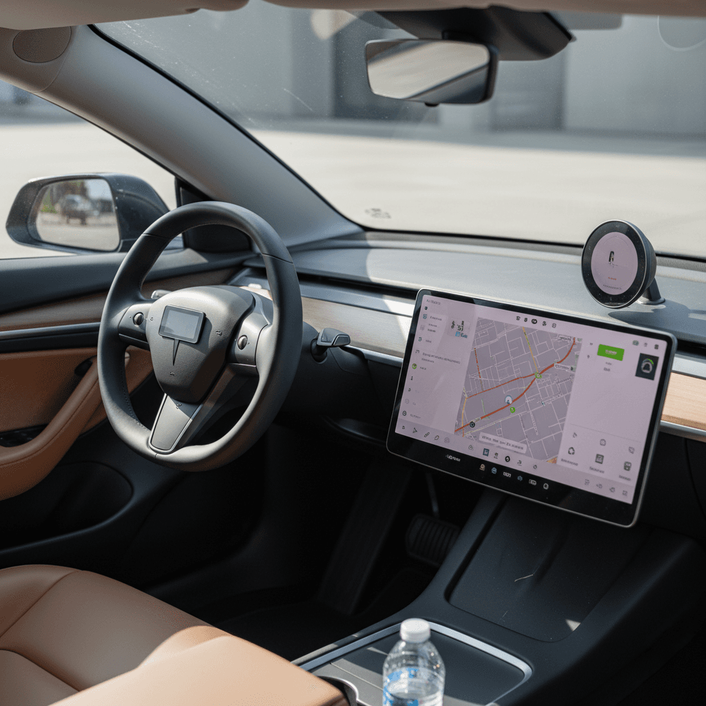 Side-by-side view of Tesla Model 3 at a Supercharger and Nissan Leaf at a CHAdeMO charger