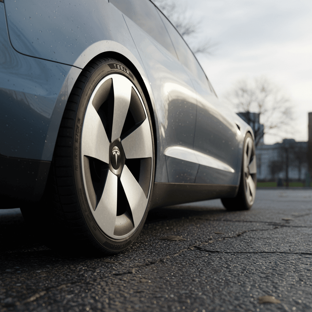 Tesla Model 3 parked in an urban setting representing a compact electric sedan