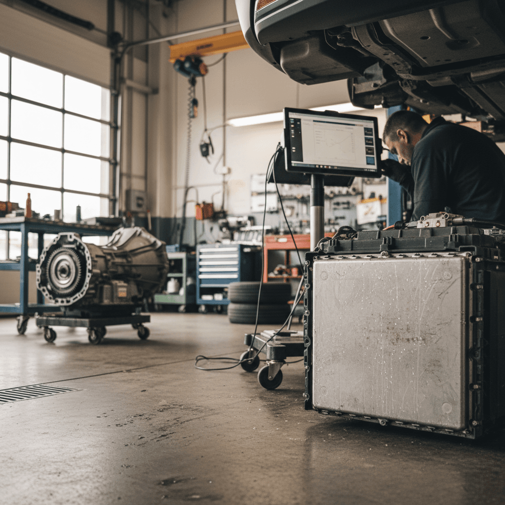 Dashboard of a modern car showing a maintenance reminder message illuminated
