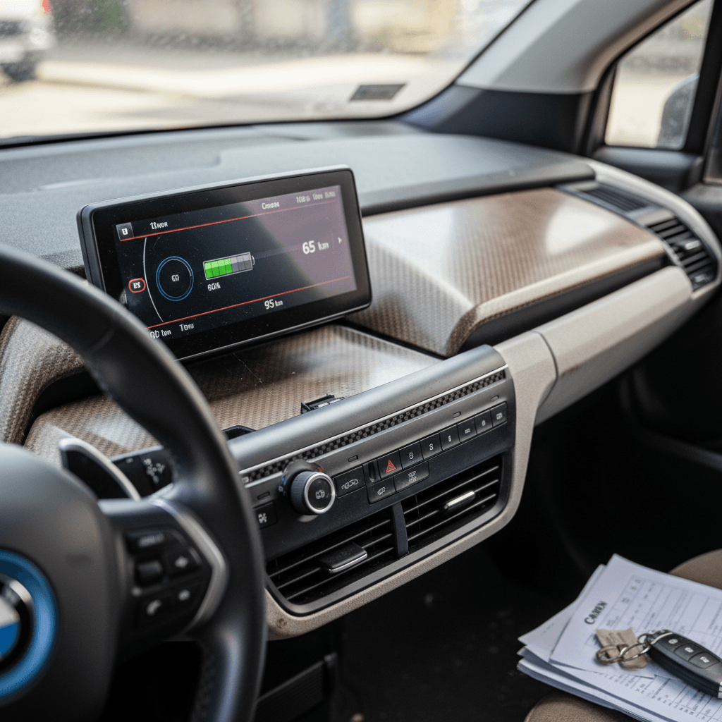 BMW i3 interior with modern dashboard and floating screen