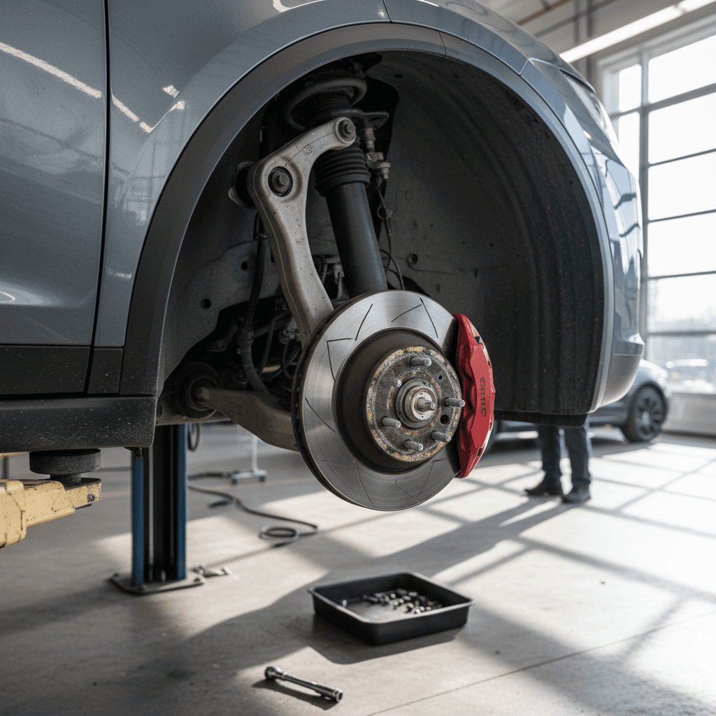 Tesla Model X center screen showing live energy consumption during a highway range test