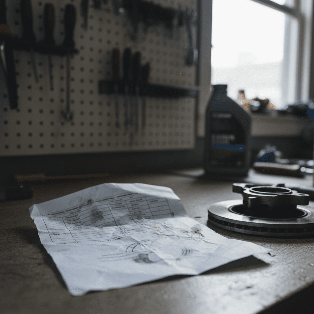 Mechanic inspecting the engine bay of a Nissan sedan in a service bay