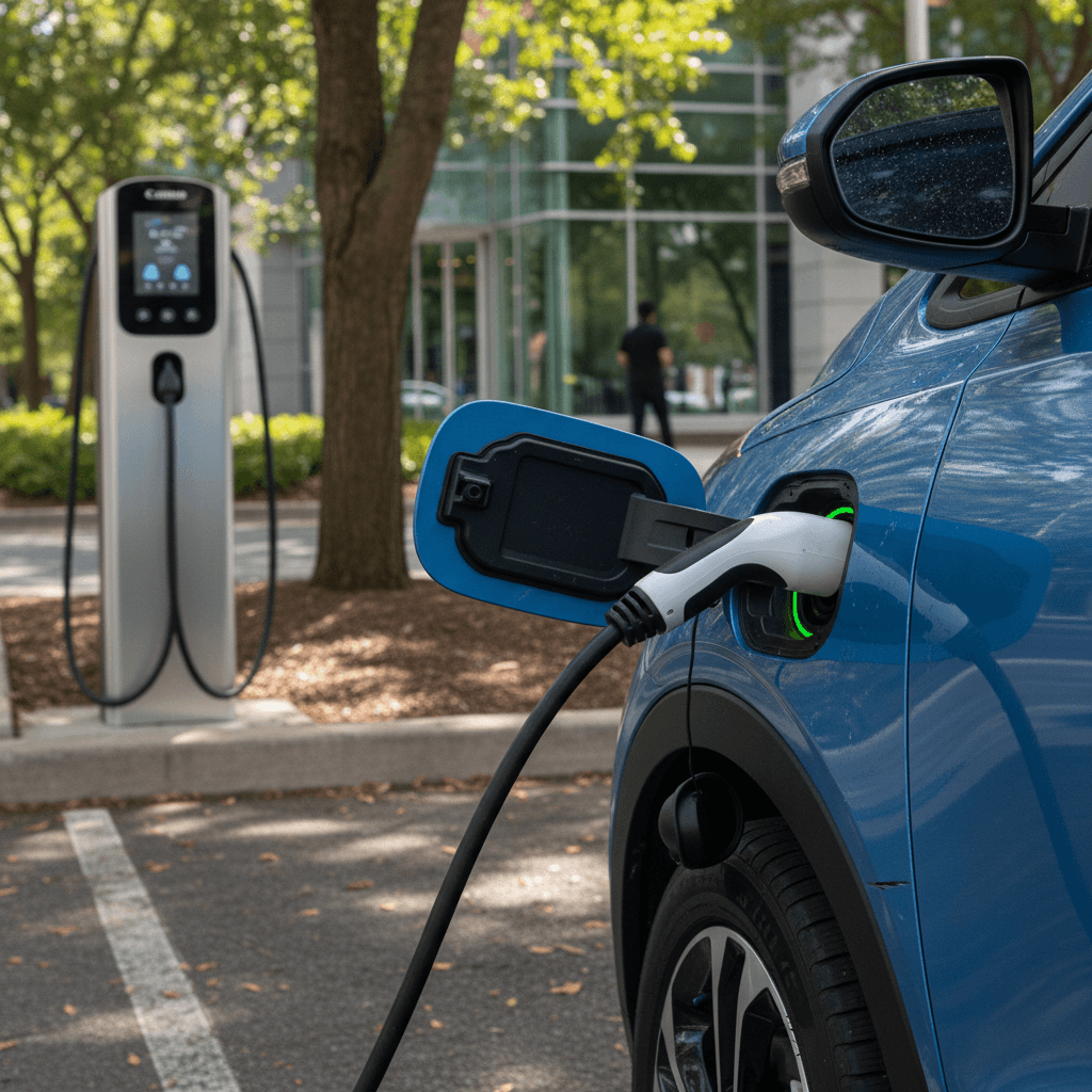 Chevrolet Bolt EV parked on a city street, representing used cars available nearby