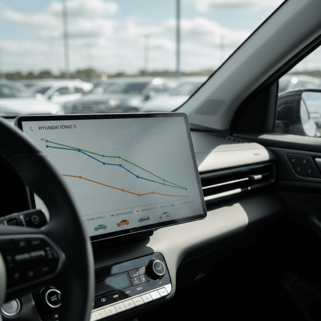 Estimated depreciation curve for Hyundai Ioniq 5 over five years compared with other compact electric SUVs