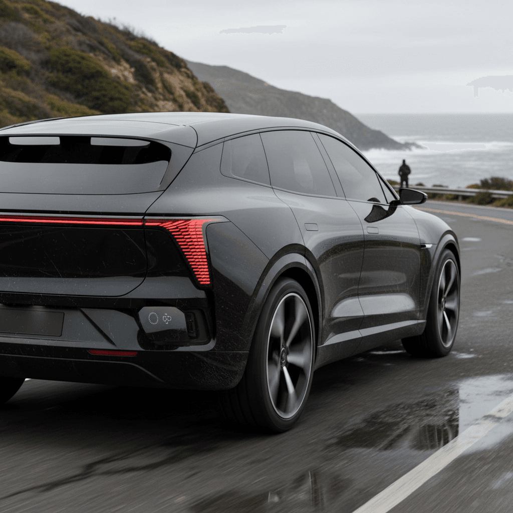 Electric SUV driving along a mountain road, highlighting the adventurous side of modern EVs