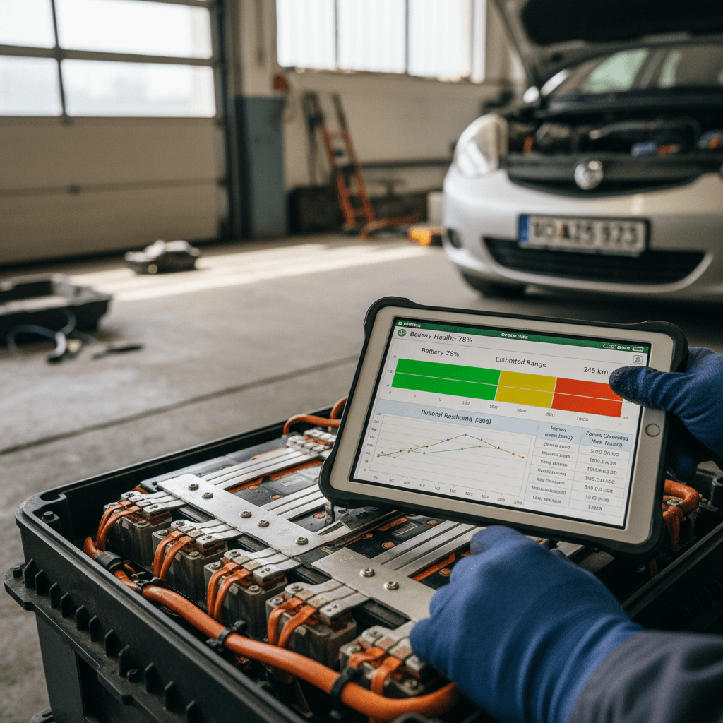 Red Ford Mustang Mach‑E plugged into a public charging station