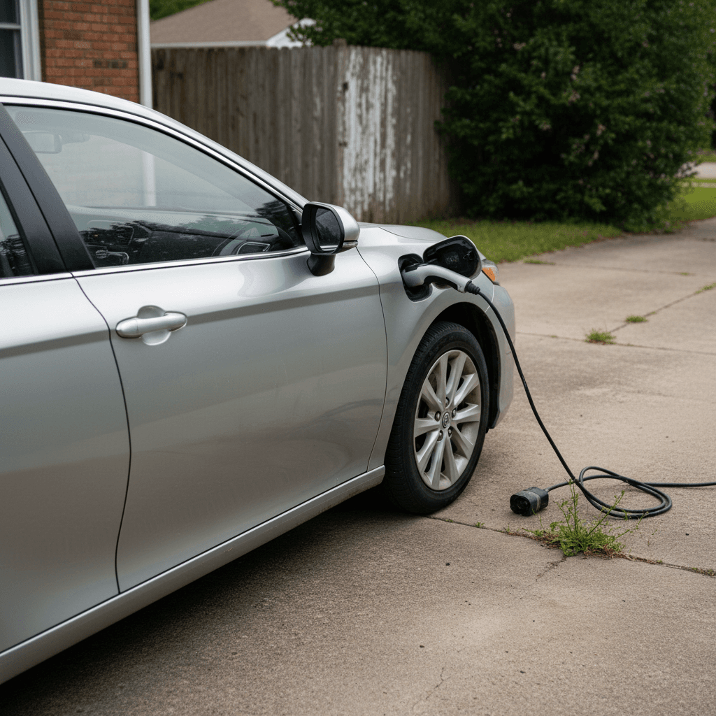 Used Toyota Camry sedan parked on a city street, representing a typical used Toyota for sale near you.