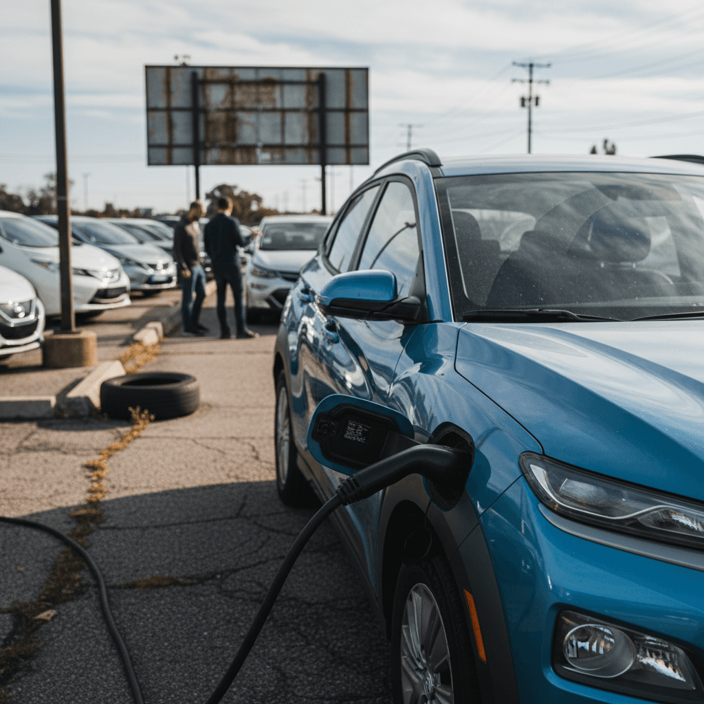 Electric SUV plugged into a home charger in a modern garage