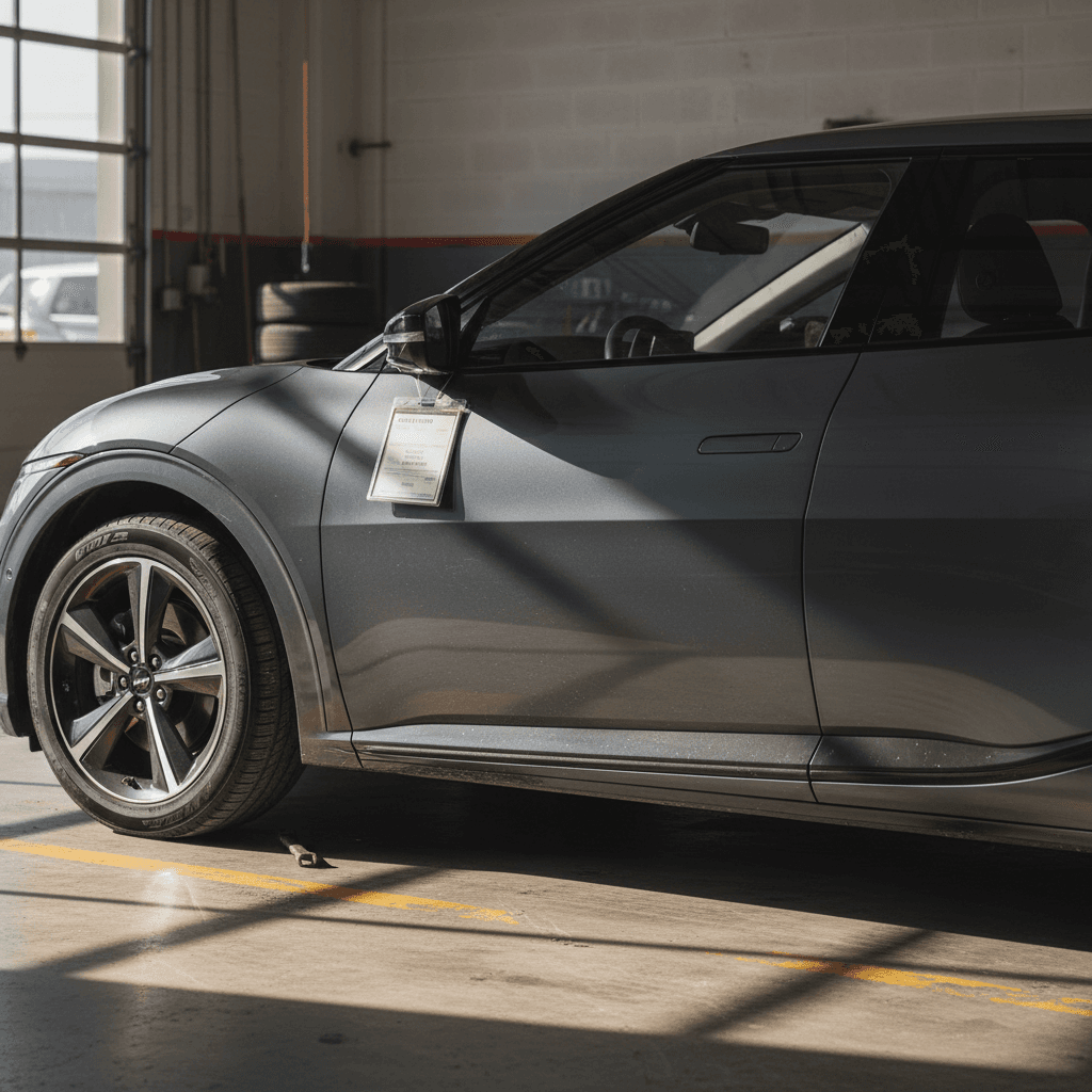 Kia EV6 parked at a DC fast charger, side view at a modern charging station