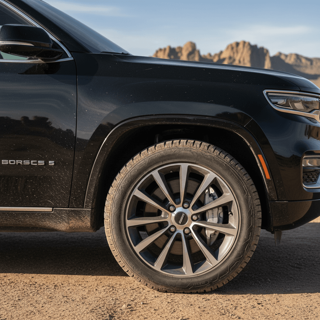 Electric Jeep SUV plugged in at a public fast charging station