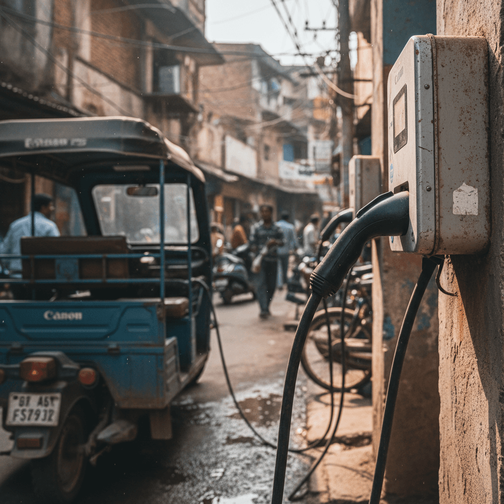 Tata Nexon electric SUV driving on an Indian city road