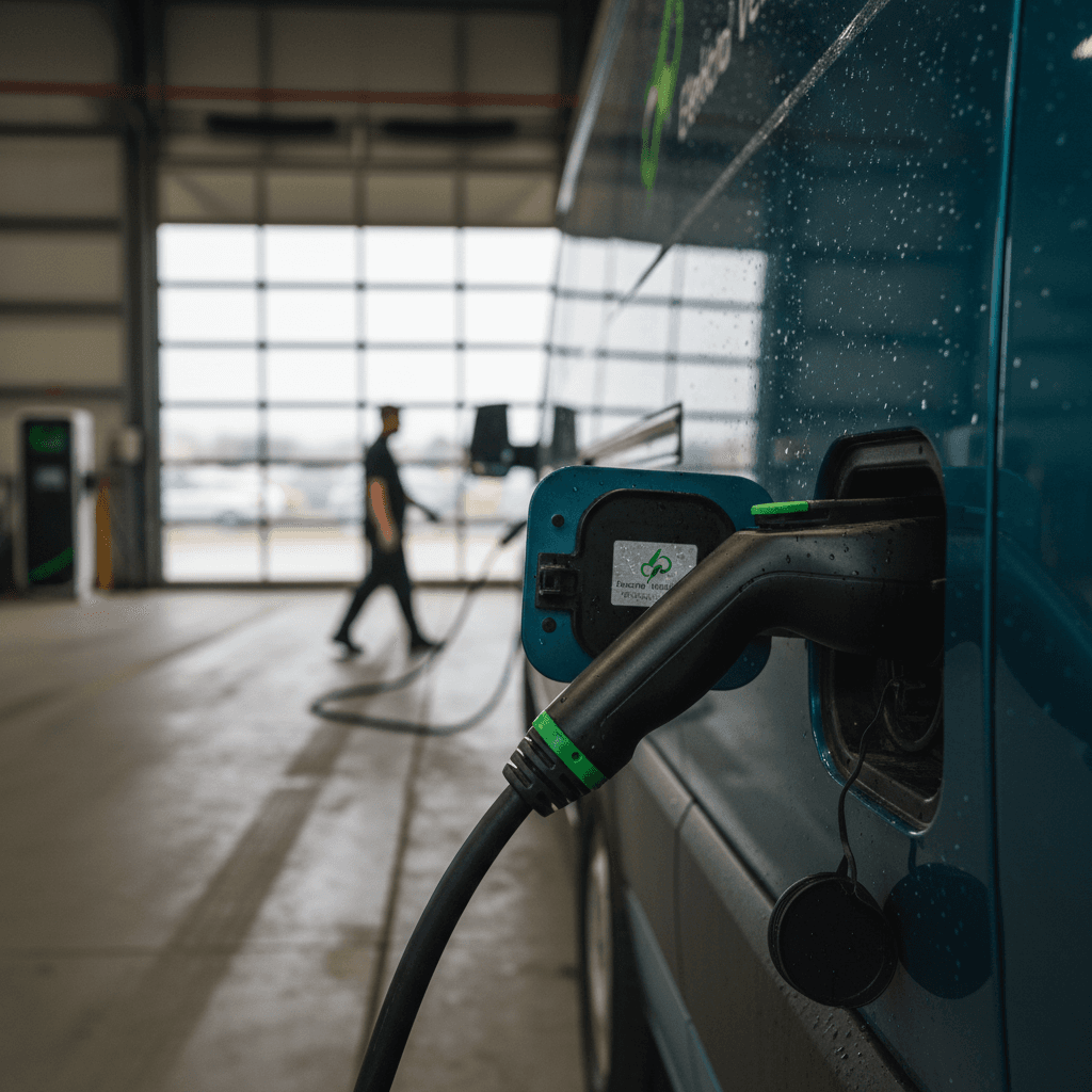 Engineer reviewing EV battery performance data and graphs on a laptop screen