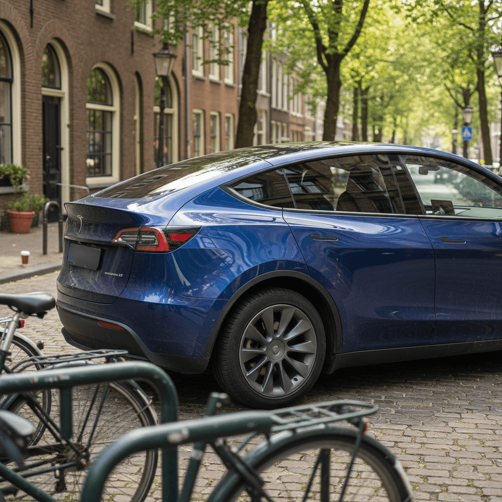 Used Tesla sedans and SUVs parked in a dealership-style lot