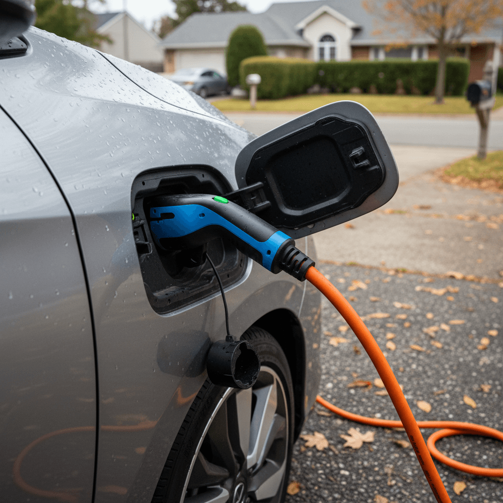 Honda Clarity Plug-In Hybrid charging at a home driveway Level 2 charger