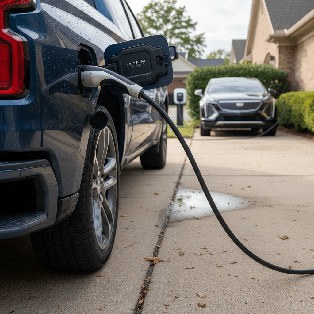 Chevrolet Equinox EV electric SUV parked in a residential driveway