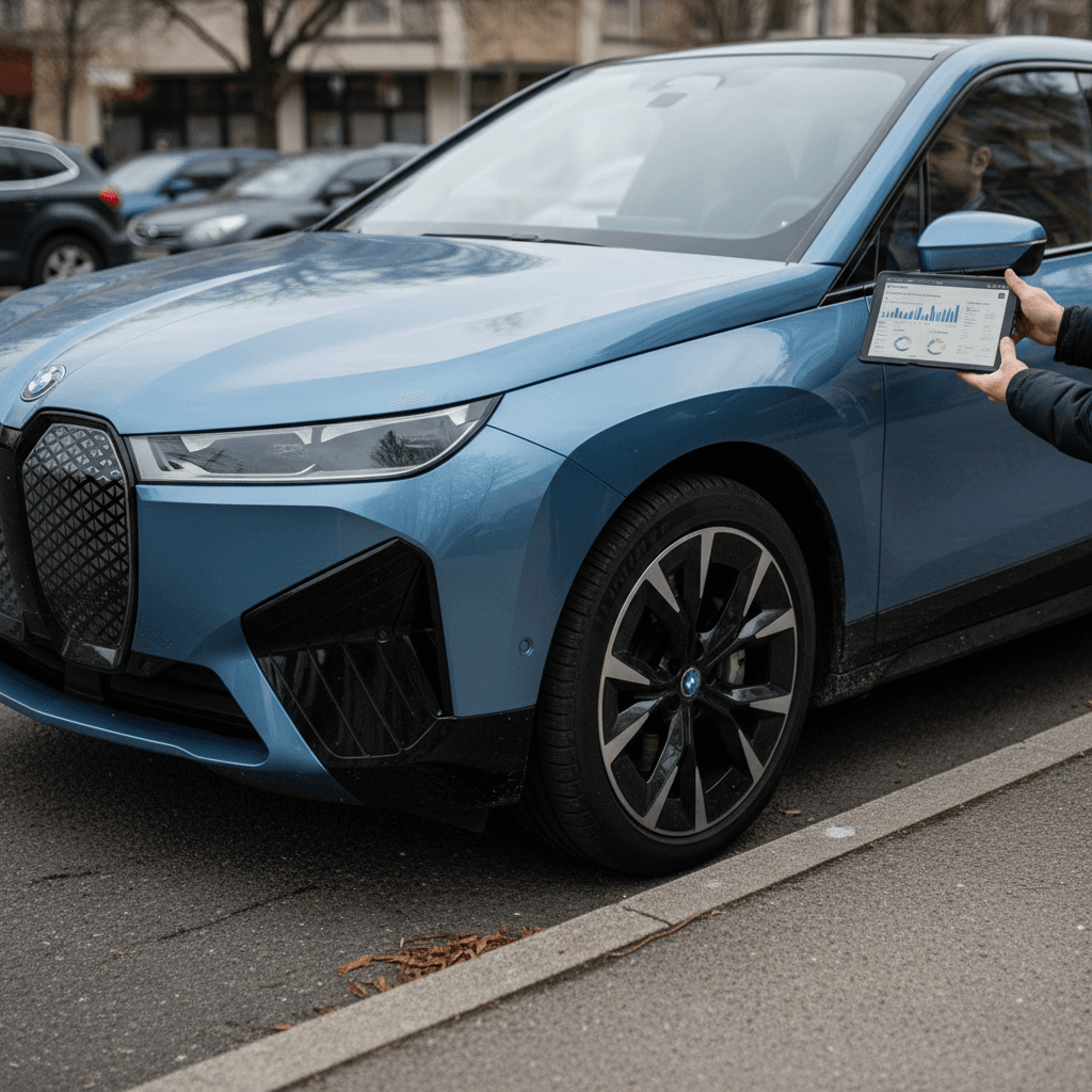 Audi Q8 e-tron owner reviewing insurance documents and coverage options with an agent