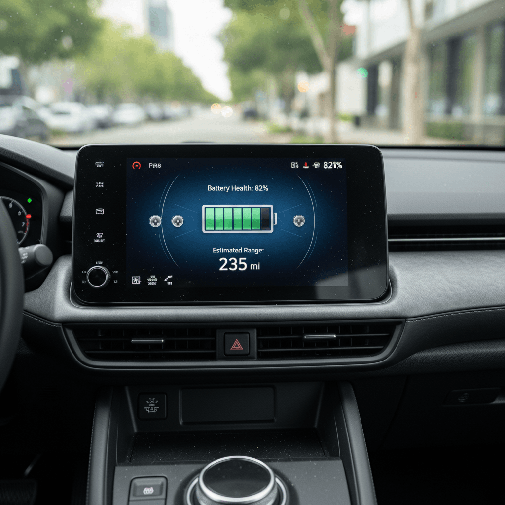 Honda Prologue-style electric SUV interior display showing battery status and estimated range