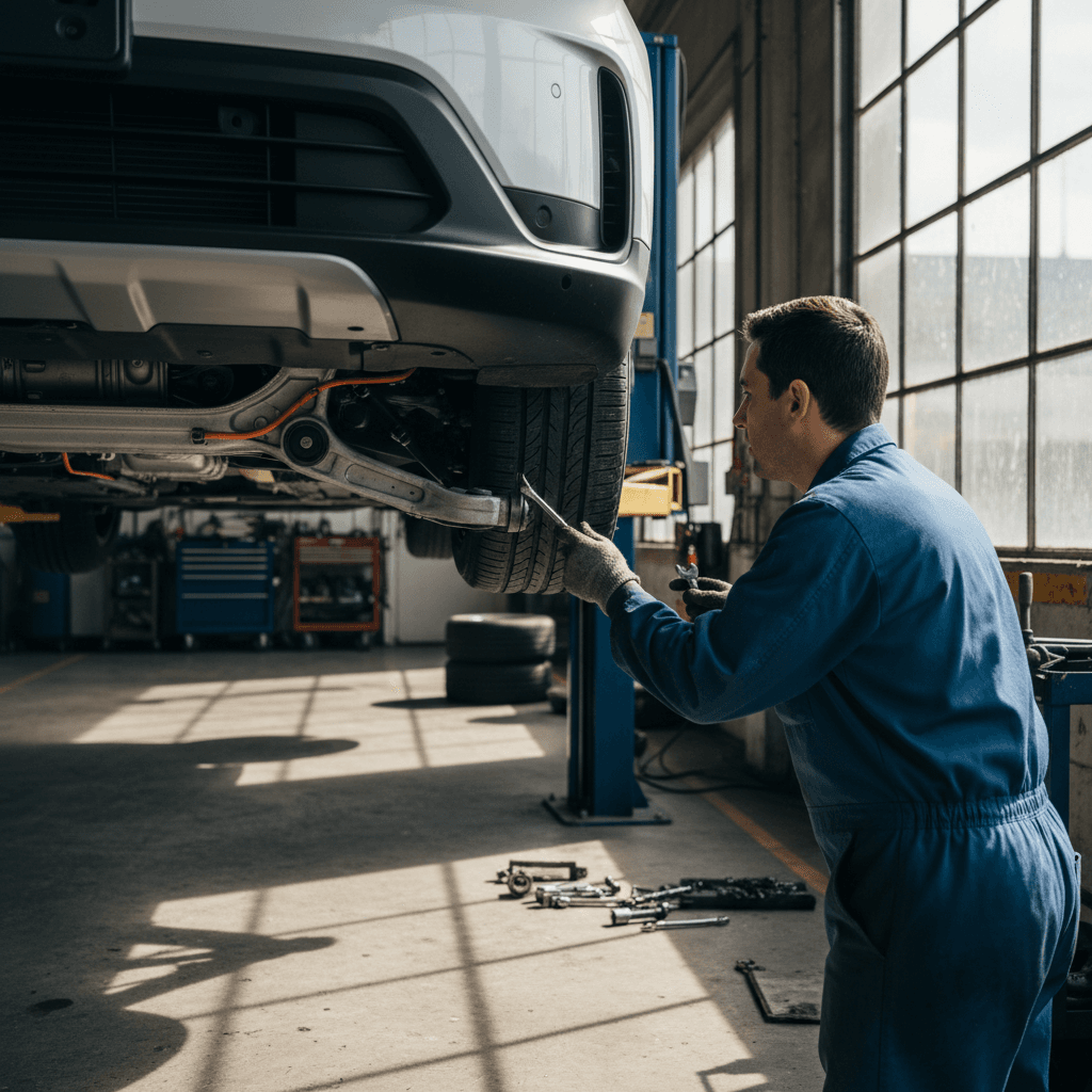 Technician connecting diagnostic tablet to Honda Prologue interior to apply latest software updates