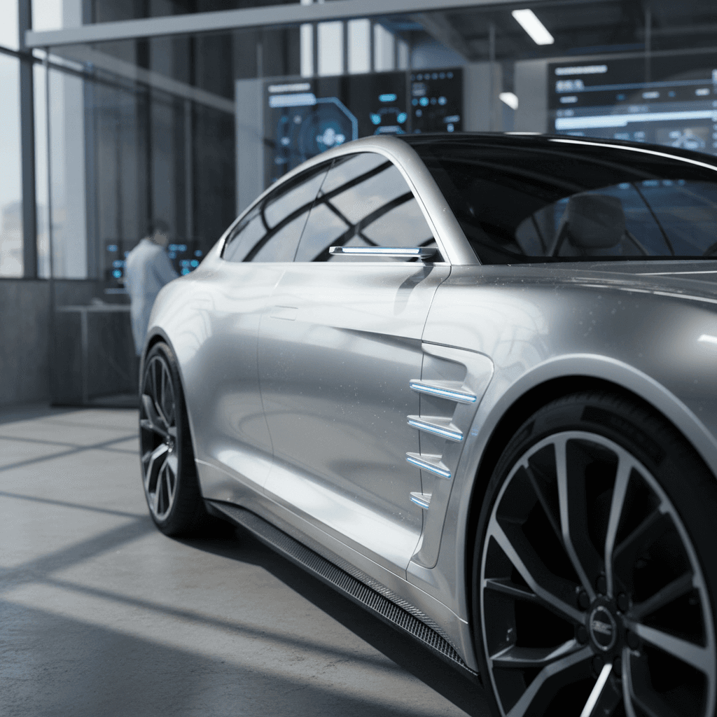 Concept electric SUV from a new car brand displayed at an auto show