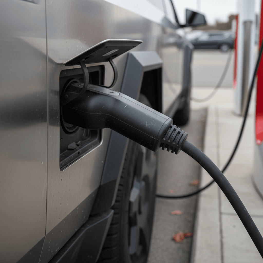 Ford F-150 Lightning electric truck towing a trailer on the highway