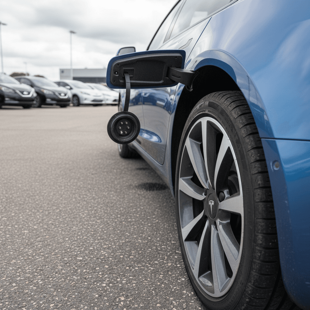 Tesla Model S central screen displaying battery range, state of charge, and odometer data
