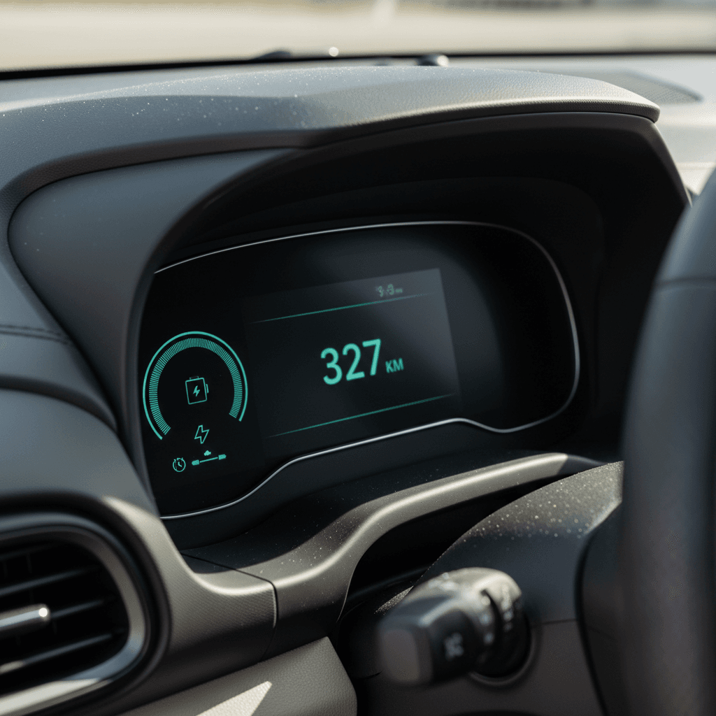 2020 Chevy Bolt EV driver display showing battery state of charge, estimated range, and energy usage during a real-world drive