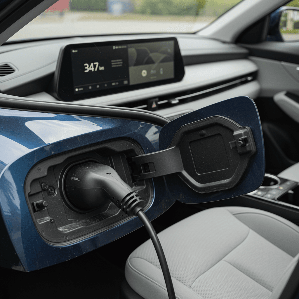 Clean Kia EV6 with charging cable neatly stowed, ready for photos before selling