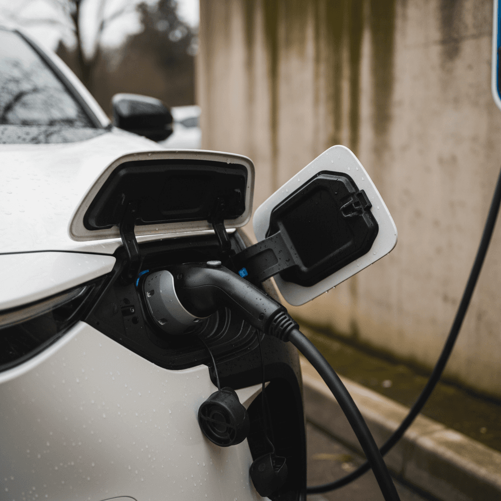 Toyota bZ4X electric SUV plugged into a public charging station