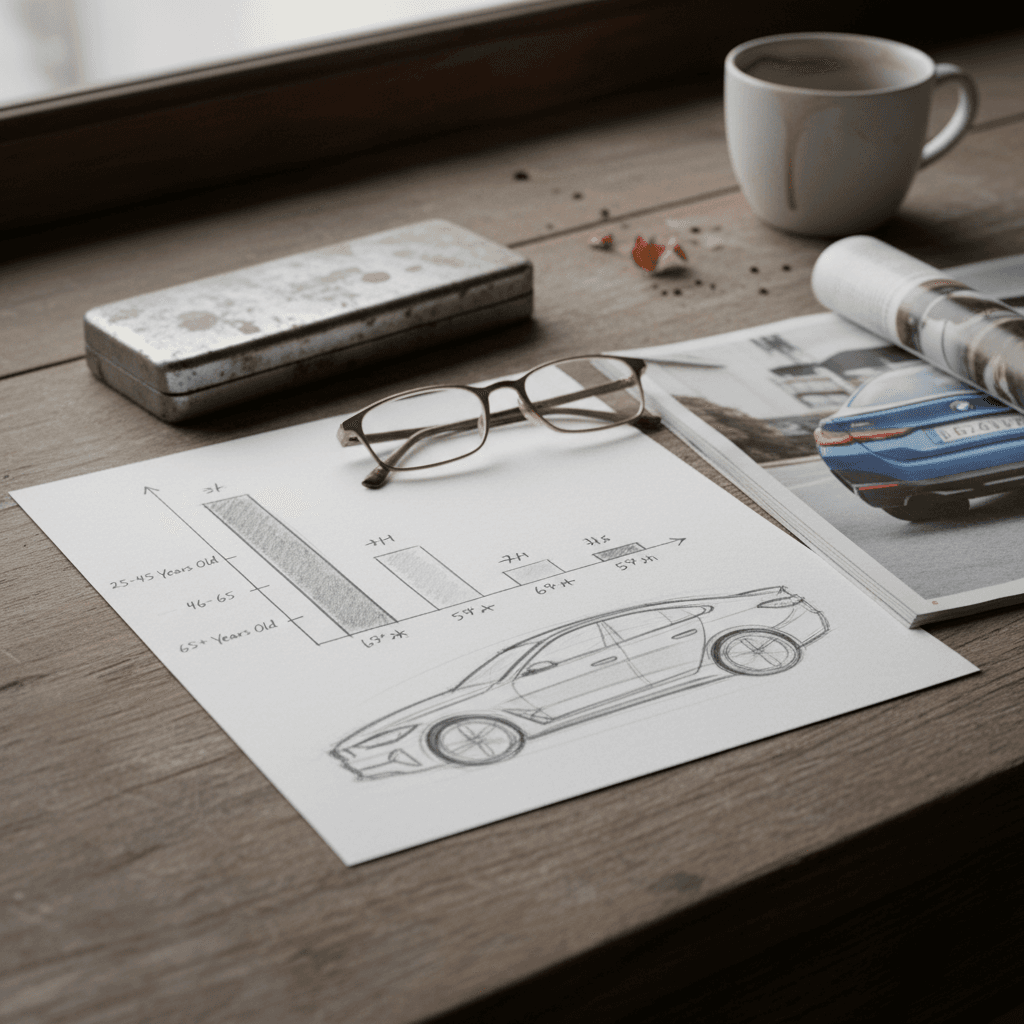Simplified chart comparing BMW i4 insurance premiums for teenage, adult, and senior drivers