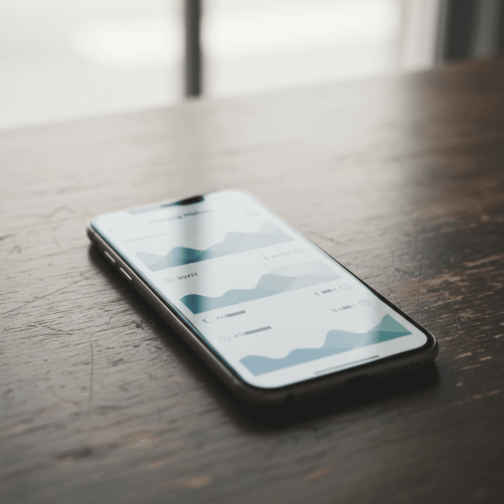 EV charging app screen showing a list of recent charging sessions with energy delivered and estimated costs
