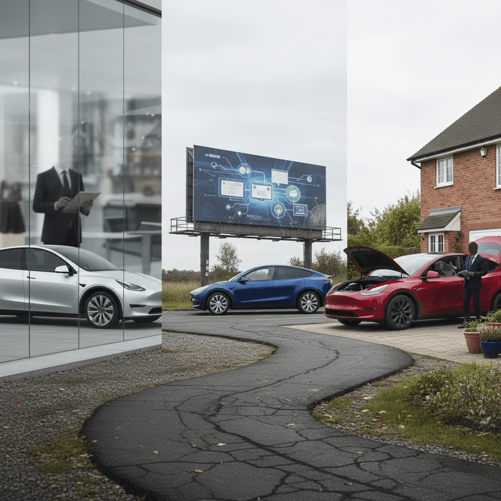 Different ways to sell a Tesla Model Y, from online marketplace listings to dealer lots and EV specialists