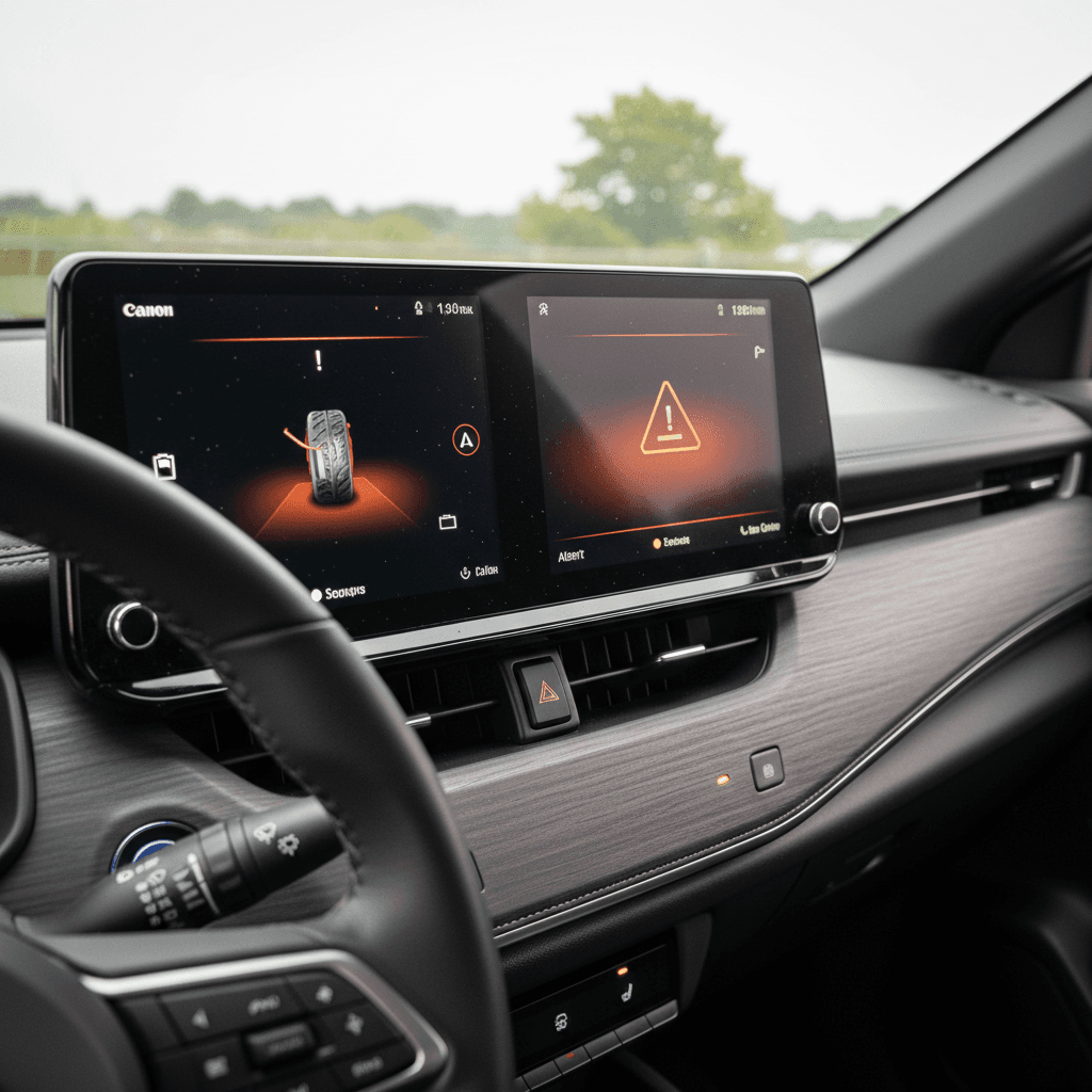 2023 Nissan Ariya dashboard screens showing warning messages for the EV system and driver assistance