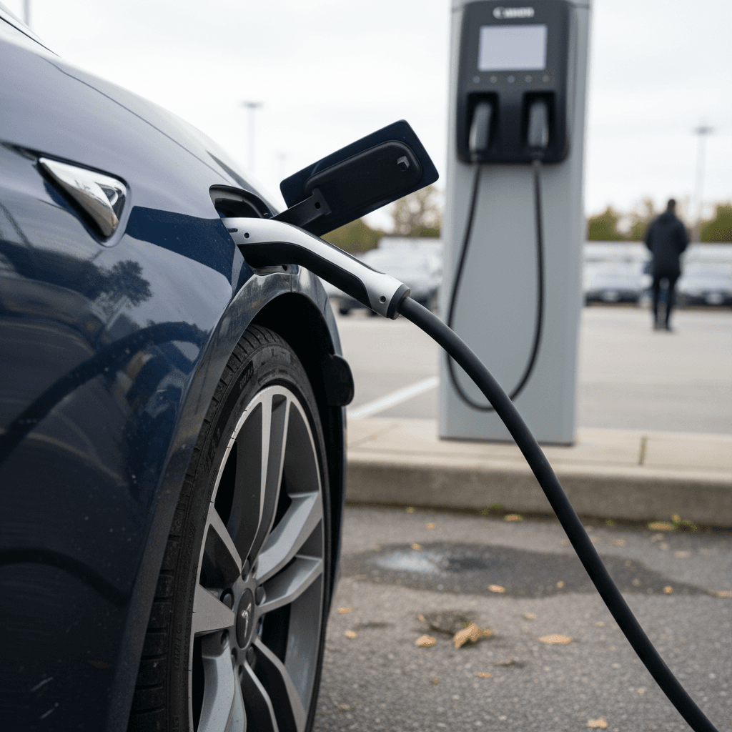 Interior of a 2019 Tesla Model X showing the large central touchscreen and steering wheel