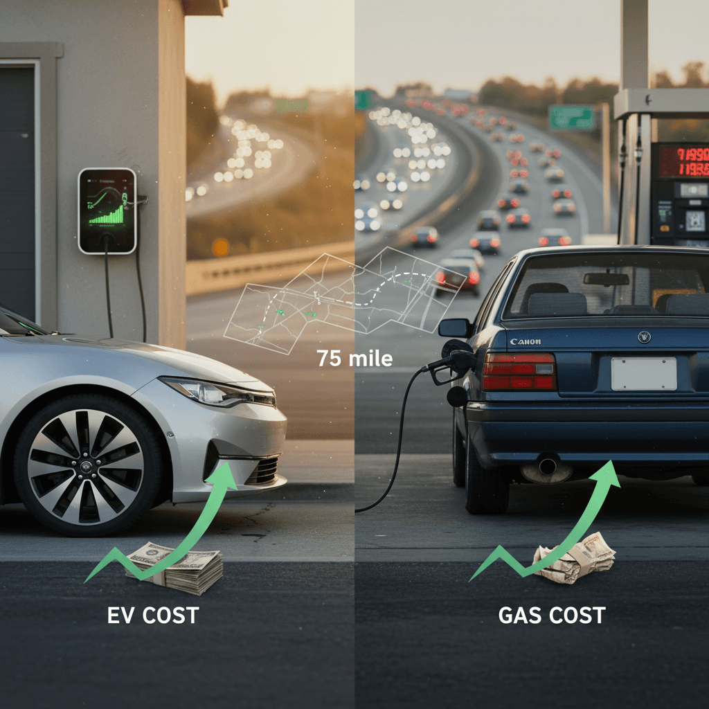EV vs Gas: Real-World Cost for a 75‑Mile Daily Commute