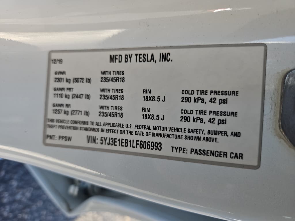 2020 Tesla Model 3 view 22
