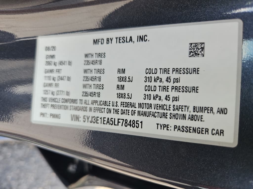 2020 Tesla Model 3 view 21