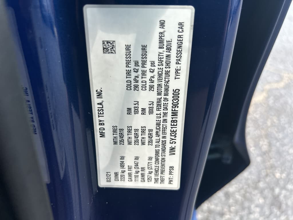 2021 Tesla Model 3 view 22