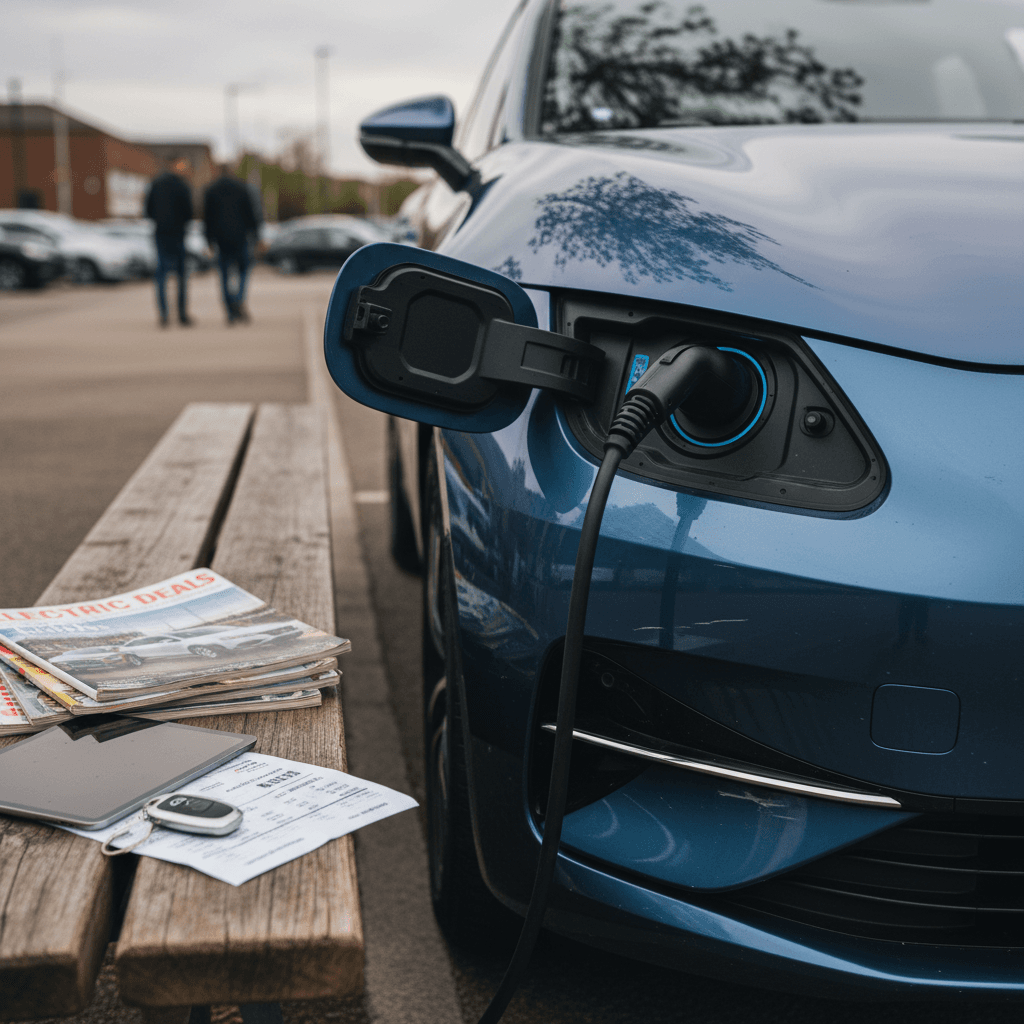 EV driver looking at dashboard warning lights and range display
