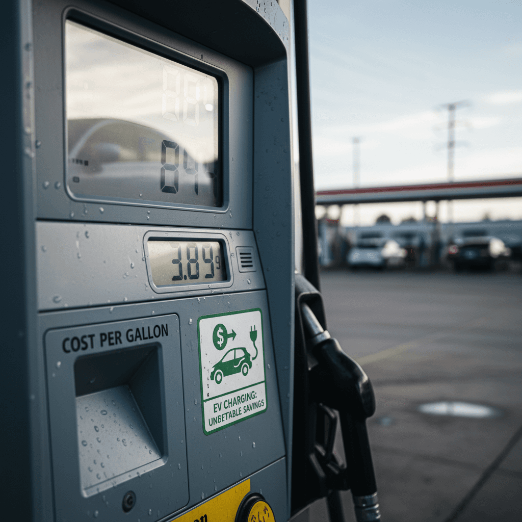 Close-up photo of gasoline price numbers on a gas station pump display