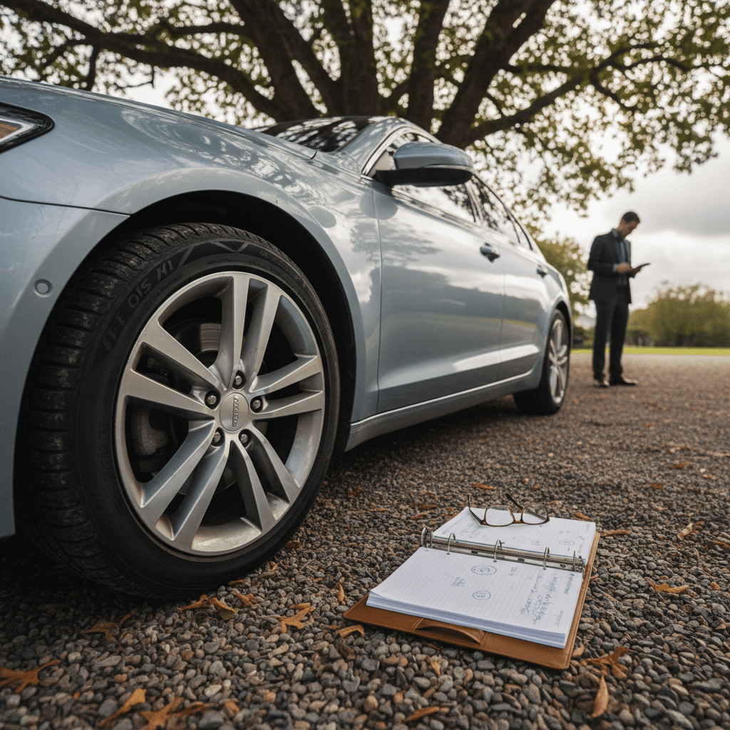 Row of used electric cars parked on a dealership lot