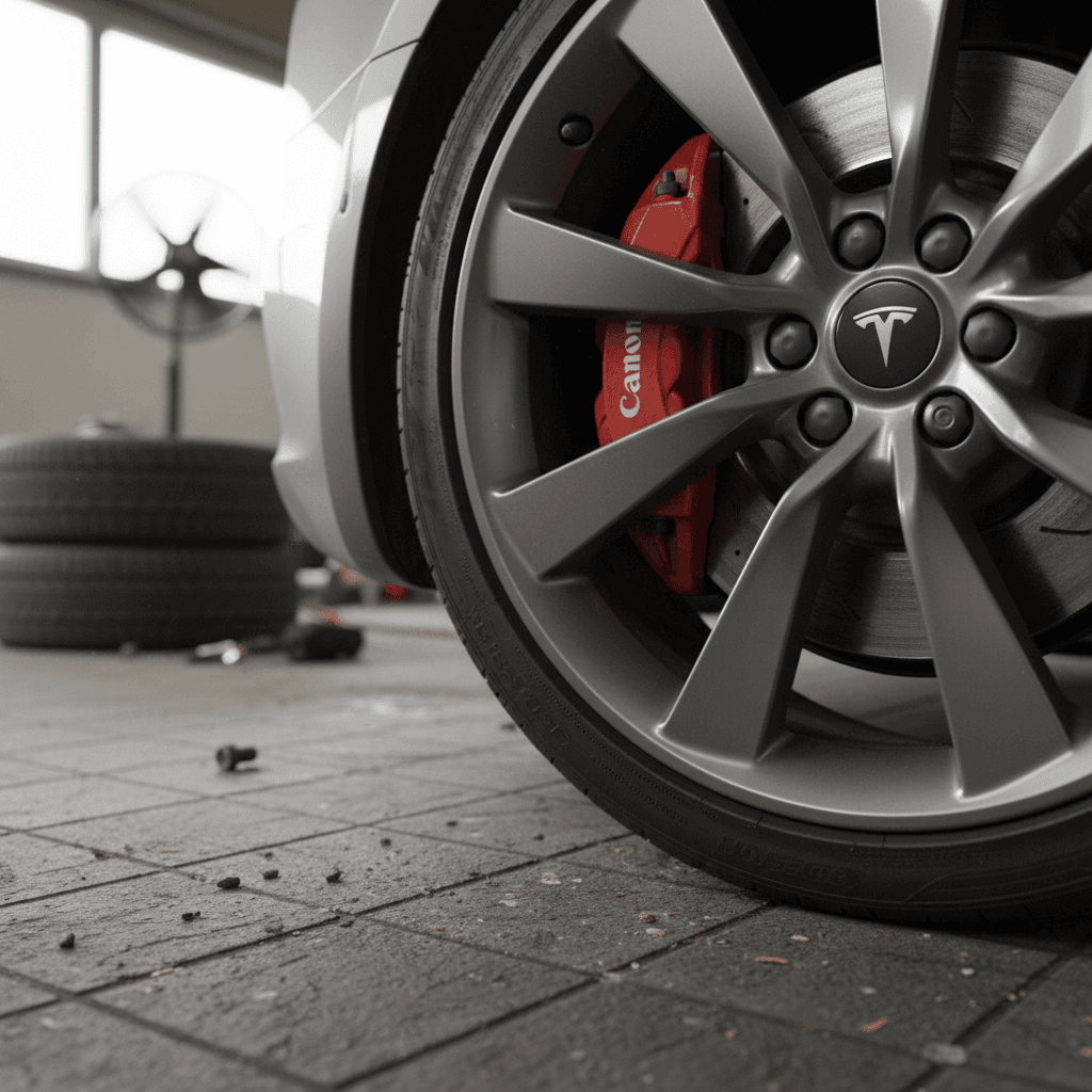 Used Tesla Model 3 parked in an outdoor lot with other pre-owned cars