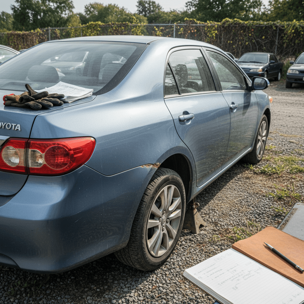 Used Toyota Corolla compact car parked in an urban setting