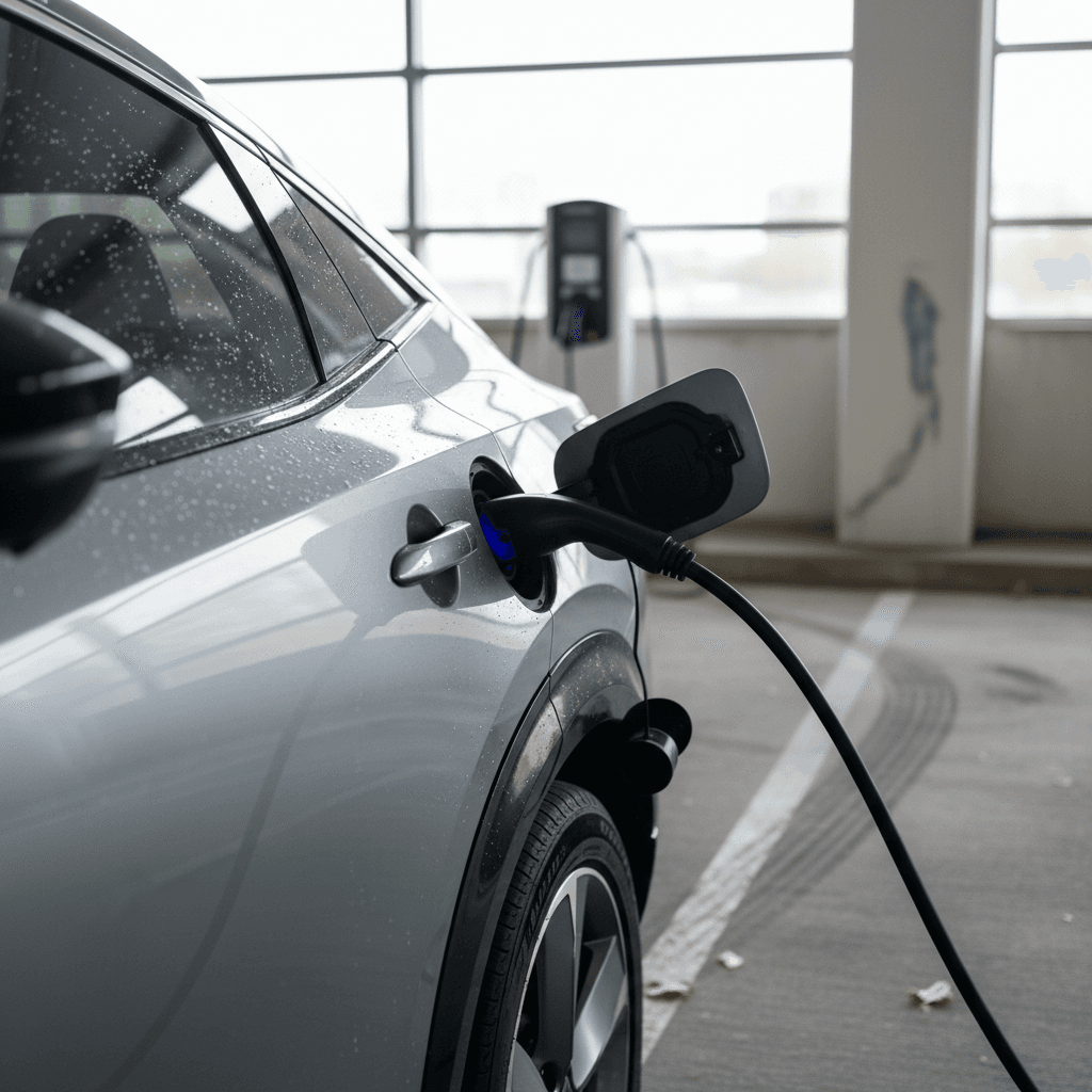 Side-by-side view of Ford Mustang Mach-E and Chevy Equinox EV interiors showing large touchscreens and seating