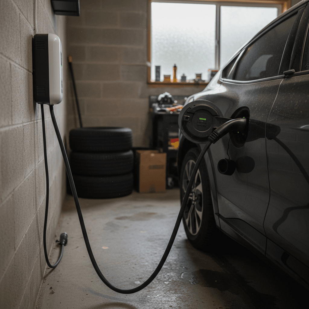 EV driver checking electricity cost and charging status on a smartphone app