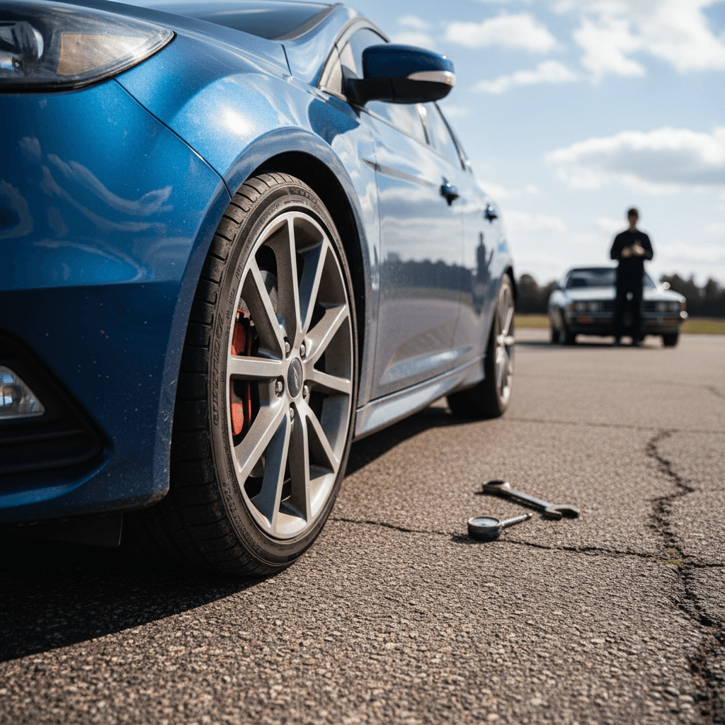 Row of used sports cars parked at a dealership lot