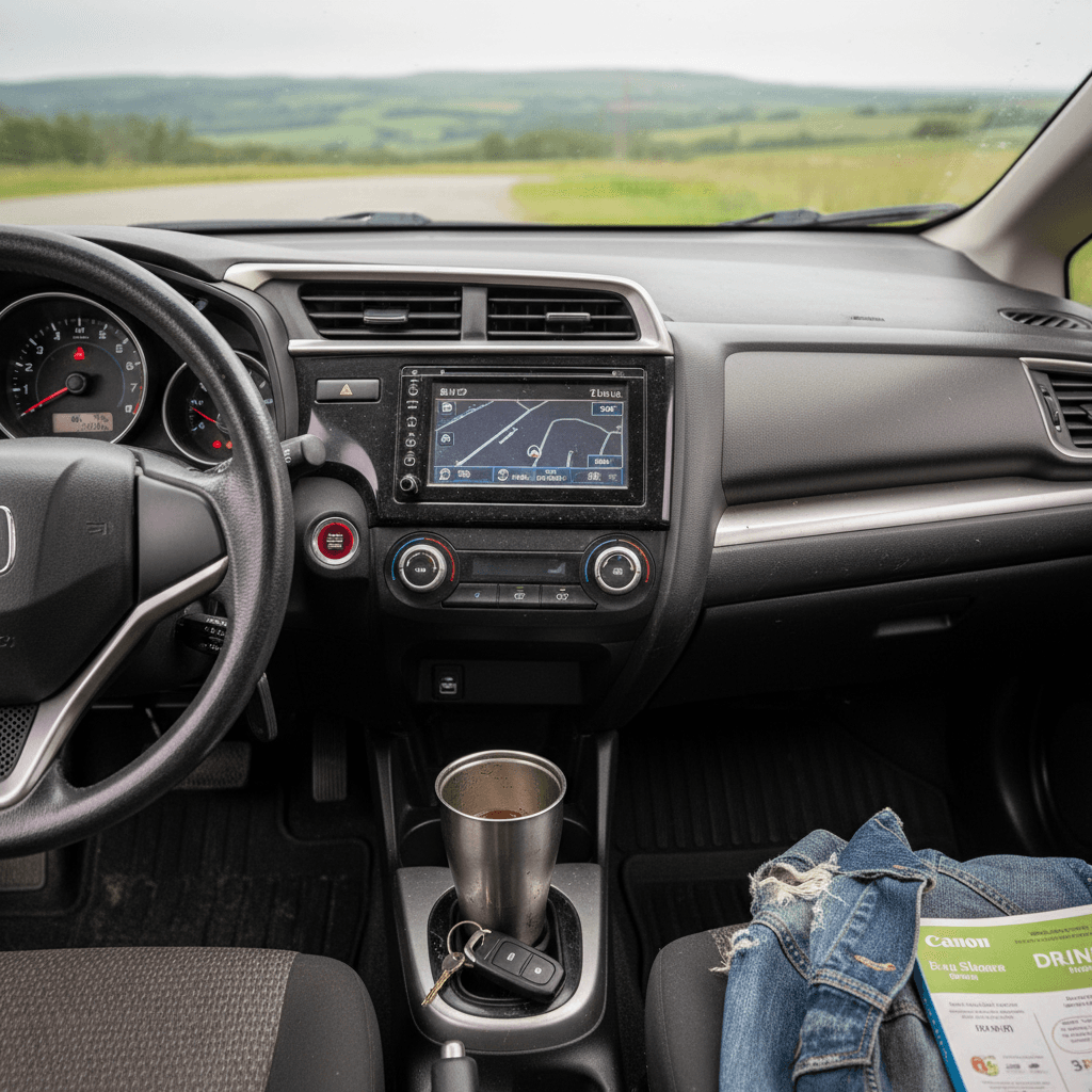Shopper finalizing a used small car purchase at a dealership