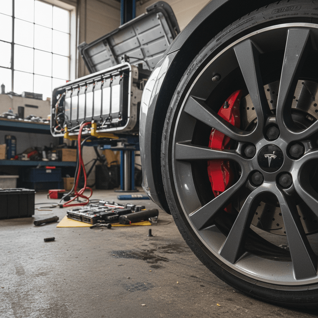 High-voltage battery pack mounted in the floor of an electric SUV