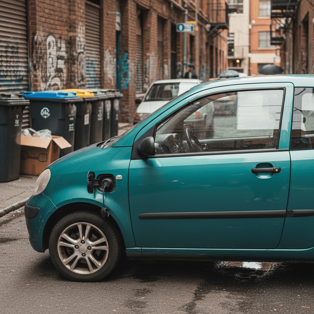 Electric vehicle dashboard showing remaining driving range and battery level