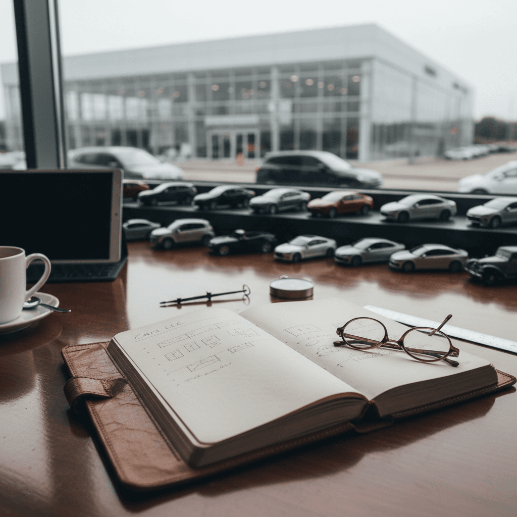 Row of electric cars lined up at a dealership lot